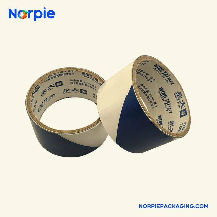 Blå og hvid advarselstape